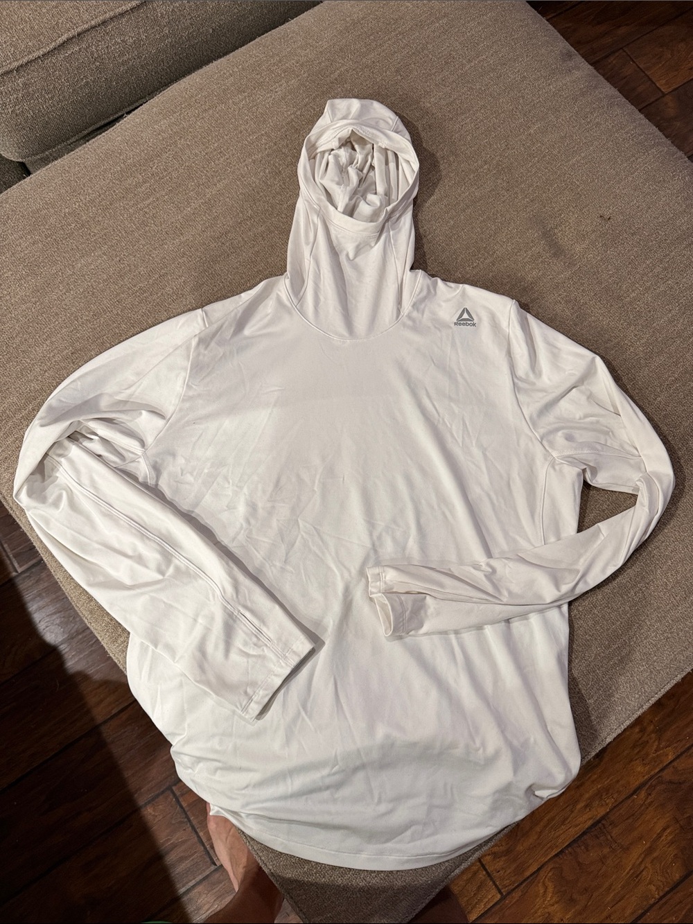 Reebok Men’s White Long-Sleeve Crewneck Hoodie
